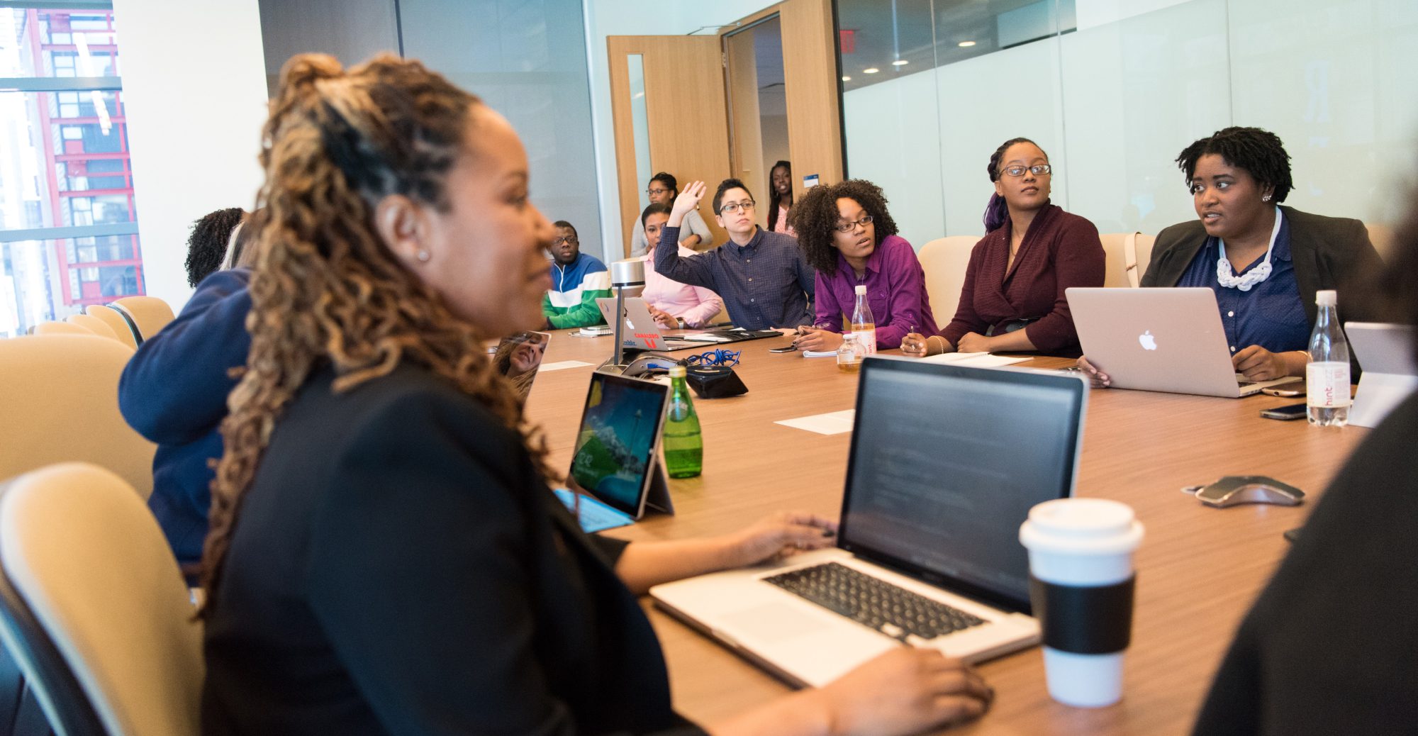 Board members holding a meeting about the skills gap in the organization